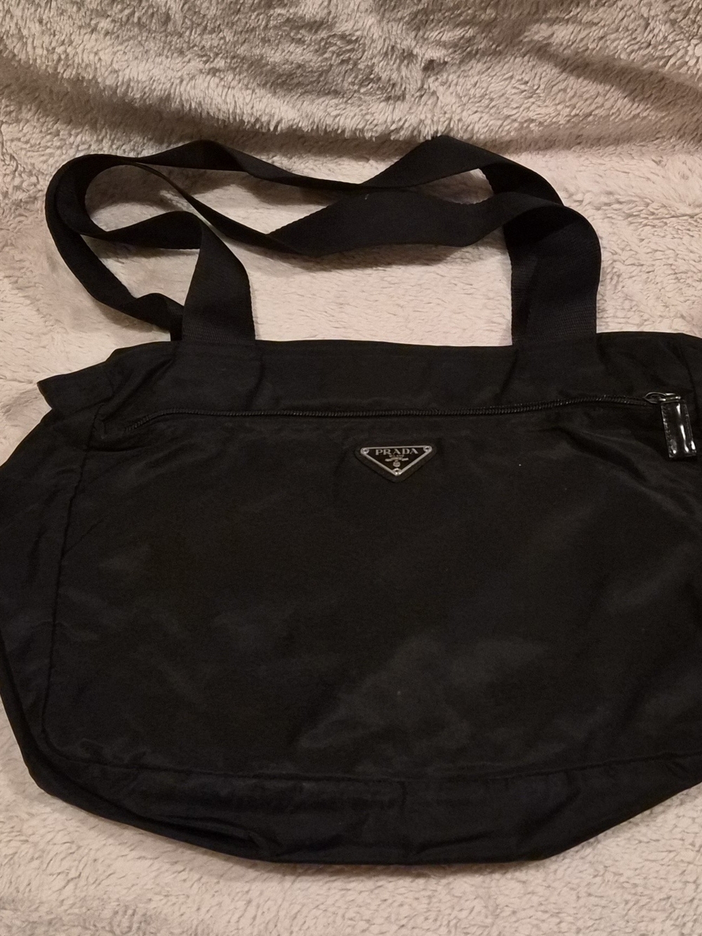 Prada Tessuto Black Nylon Triangle Logo Shoulder Bag Like New